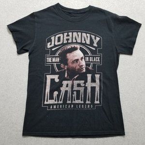 Johnny Cash Shirt Mens Small Black Short Sleeve‎ Crew Neck